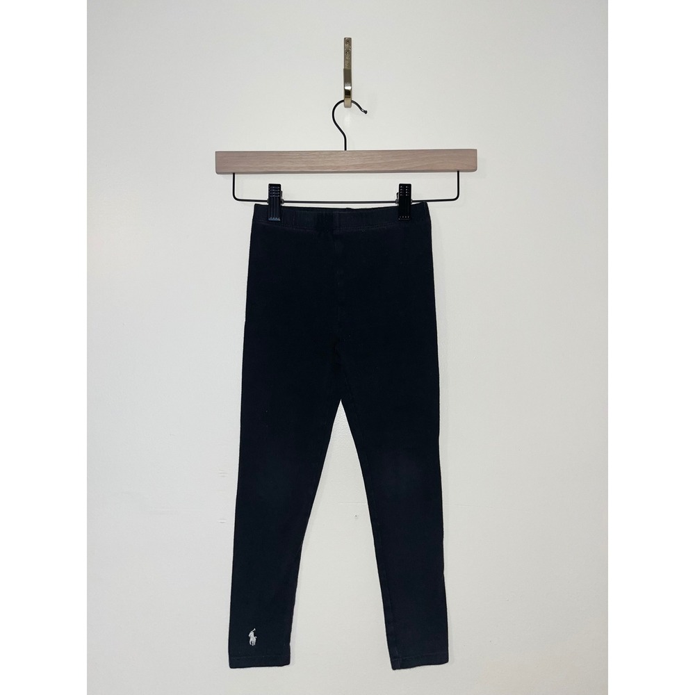 POLO RALPH LAUREN Kids Black Leggings Pony Logo Size 6